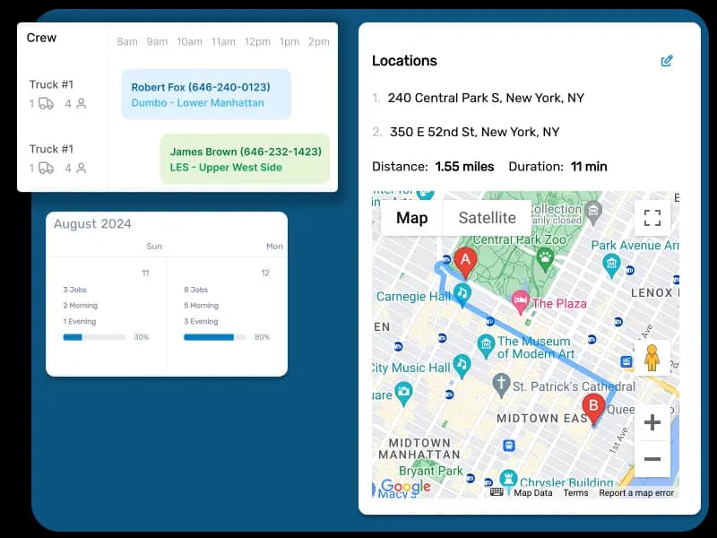 A dynamic dashboard illustrating streamlined scheduling, dispatching, and resource management